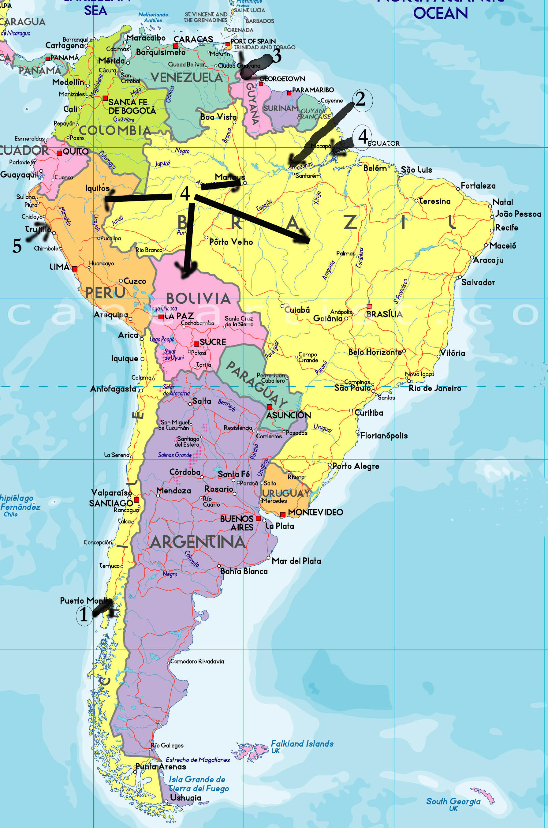 map of South America